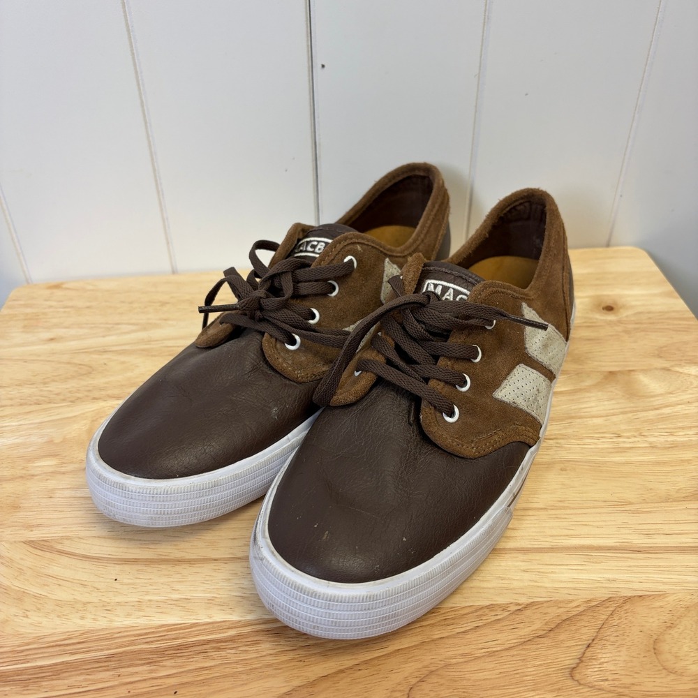 Macbeth Leather Suede Skater Shoes Size 12 Brown Grunge Indie Streetwear Edgy